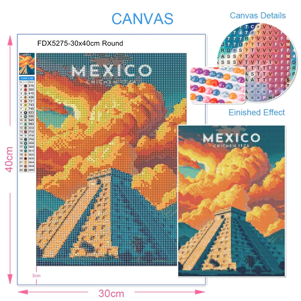 Al-Aqsa Mosque Kaaba Islamic Diamond Poster Watercolors Decorative Painting Modern Pictures Living Room Home Decor Cuadros