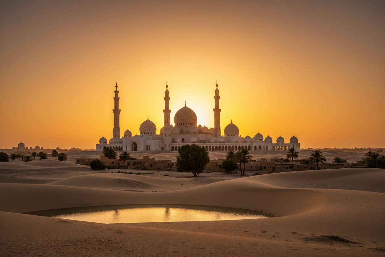 Paysage islamique avec mosquée